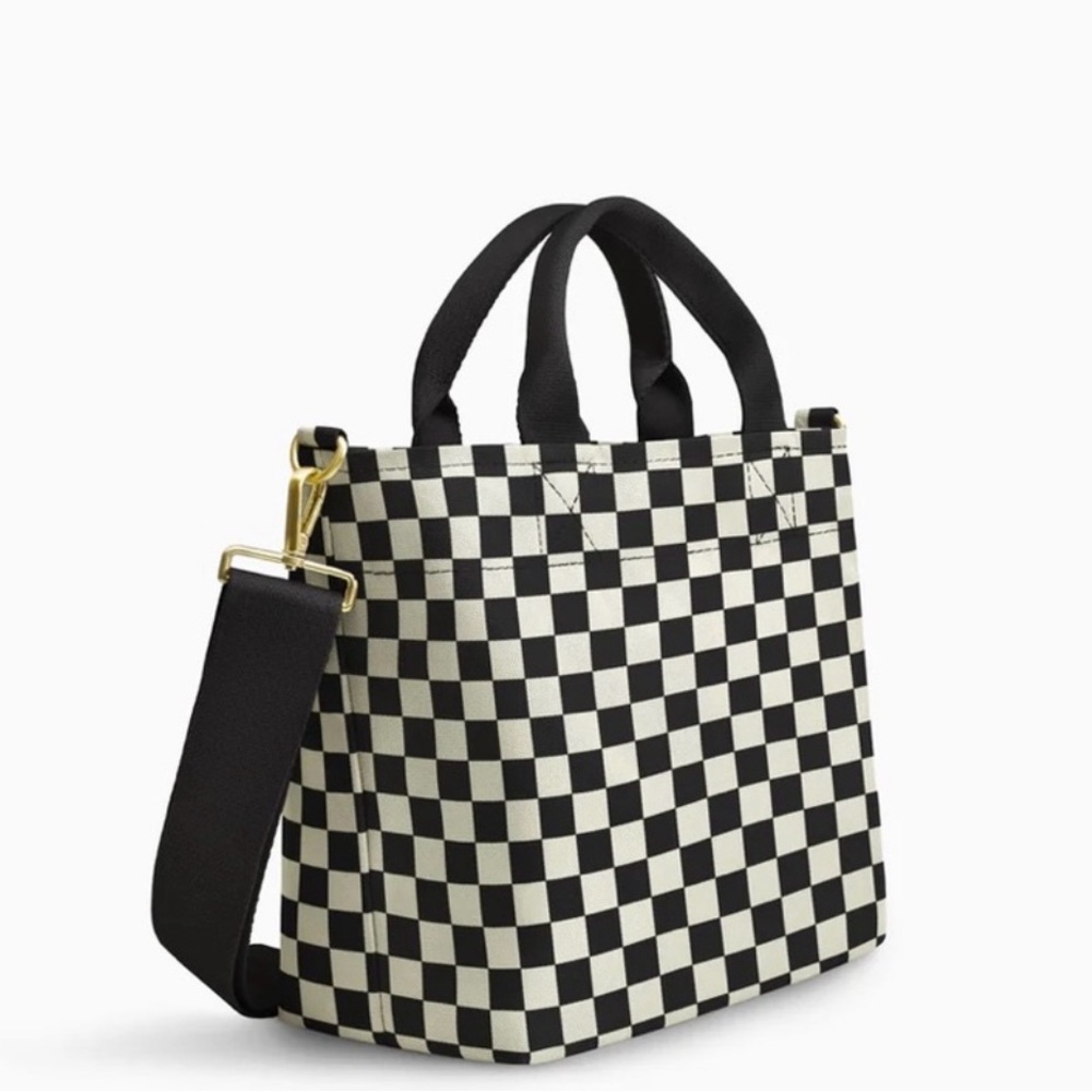 Canvelle Small Crossbody Tote - Black and White Checkered